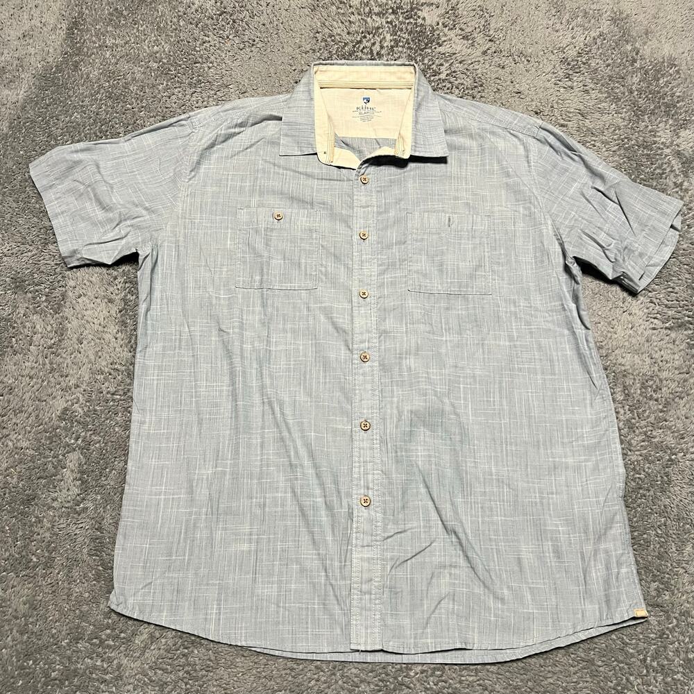 Kuhl Karib Shirt Mens XL Short Sleeve Button Performance Lightweight Hiking Blue